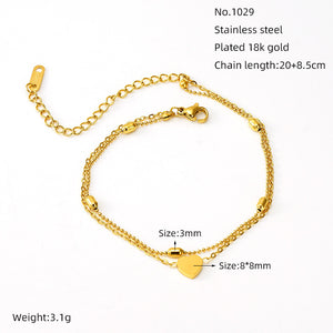 European And American New Titanium Steel Bracelet 18K Gold Love Pendant Oval Bead Necklace