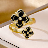 Minimally Designed Adjustable Four Leaf Clover Ring With Adjustable Opening