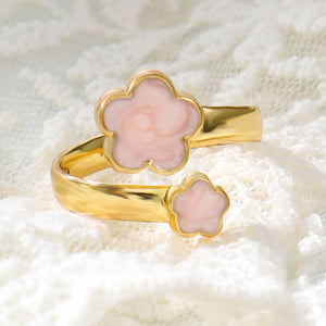 Five Petal Flower Opening Ring, Lucky Clover Adjustable Ring