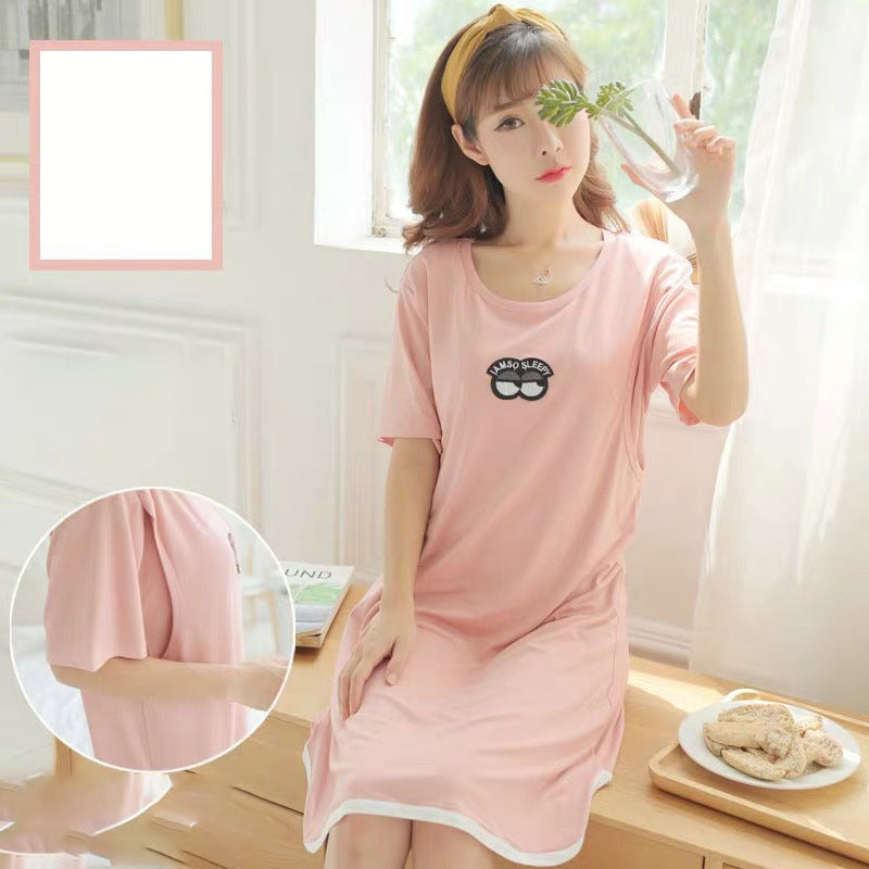 Spring And Summer Confinement Clothing Cartoon Breastfeeding Dress Nursing Clothing Pregnant Women Pajamas Postpartum Outing Hot Mom Large Size Dress