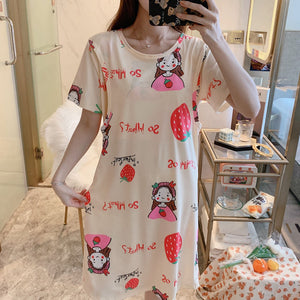 Spring And Summer Confinement Clothing Cartoon Breastfeeding Dress Nursing Clothing Pregnant Women Pajamas Postpartum Outing Hot Mom Large Size Dress