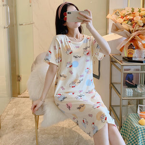 Spring And Summer Confinement Clothing Cartoon Breastfeeding Dress Nursing Clothing Pregnant Women Pajamas Postpartum Outing Hot Mom Large Size Dress