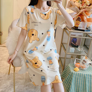 Spring And Summer Confinement Clothing Cartoon Breastfeeding Dress Nursing Clothing Pregnant Women Pajamas Postpartum Outing Hot Mom Large Size Dress