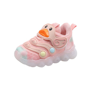 Light Up Baby Girl's New Breathable Mesh Shoes With Soft Sole