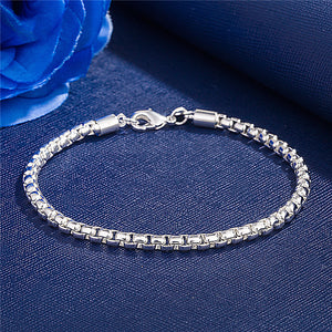 925 Silver Plated Fashion Round Box Bracelet