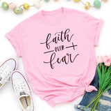 Faith Over Fear Christian T-Shirt Religion Clothing For Women Faith Shirt