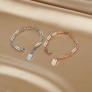 INS Style Personality Geometry Square Plate Rose Gold Bracelet For Women