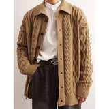 American-style Retro Twist Lapel Sweater For Men