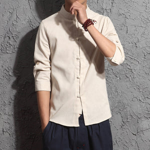 Summer Linen Shirt Men's Long Sleeve