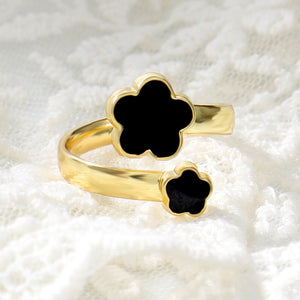 Five Petal Flower Opening Ring, Lucky Clover Adjustable Ring