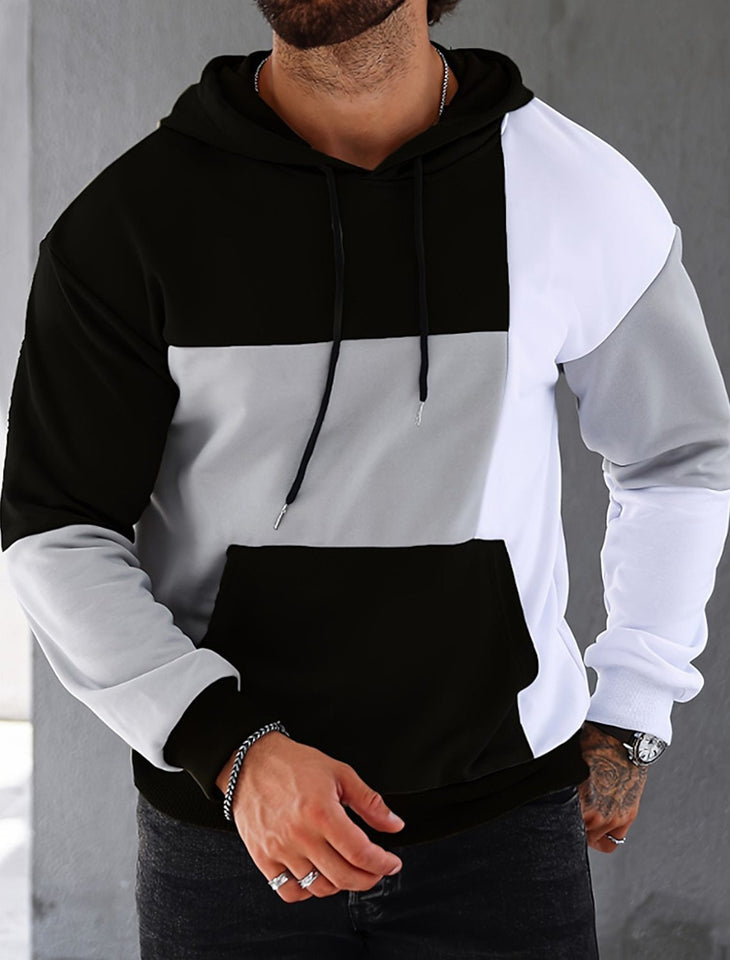 Men's 3D Hooded Sweater With Color Matching Pattern