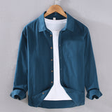 Japanese Style Thin Long Sleeve Shirt Men's Loose Casual Cotton