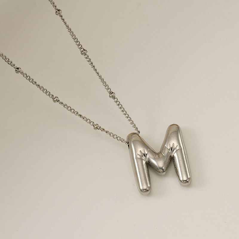 Titanium Steel Silver Glossy English Letter Pendant