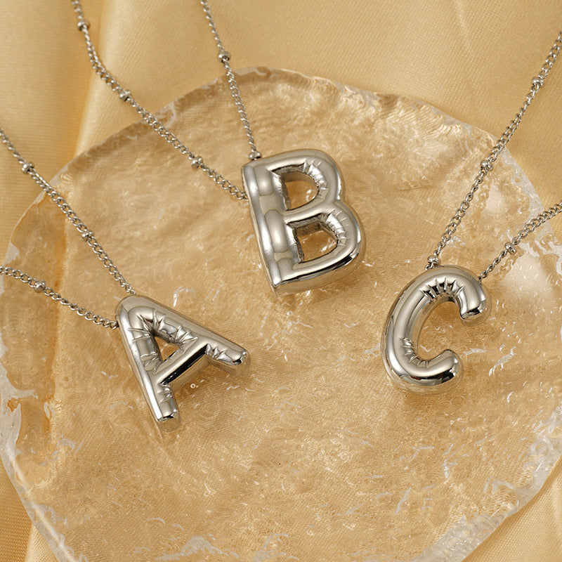 Titanium Steel Silver Glossy English Letter Pendant