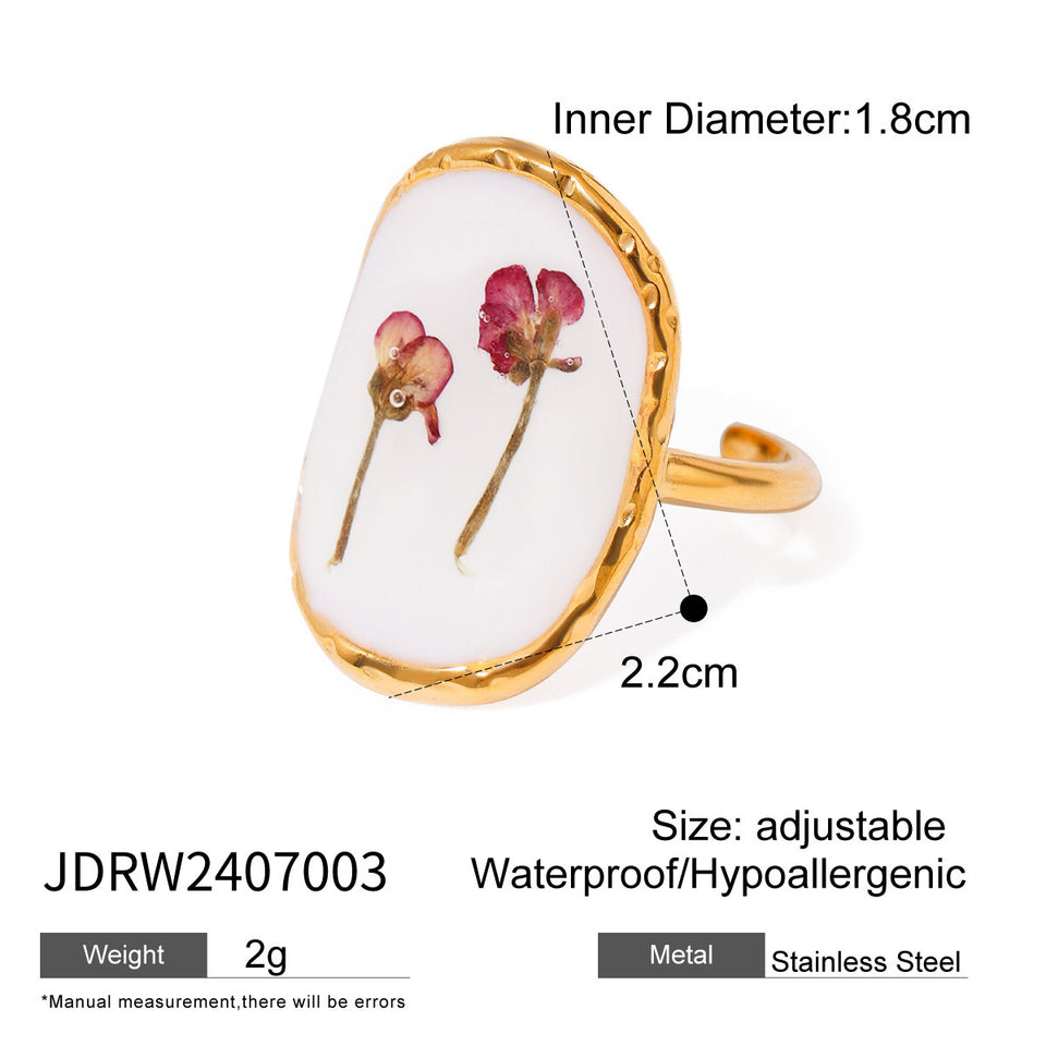 Flower Stainless Steel Ring Accessories Special-interest Design Opening