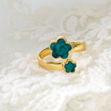 Five Petal Flower Opening Ring, Lucky Clover Adjustable Ring