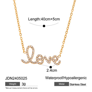 Simple Clavicle Chain Gold Stainless Steel Rhinestone Full Diamond Female