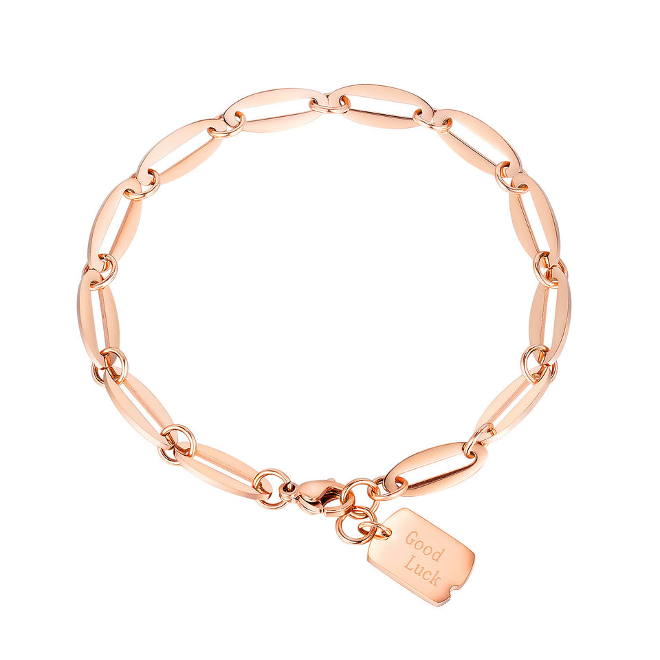 INS Style Personality Geometry Square Plate Rose Gold Bracelet For Women