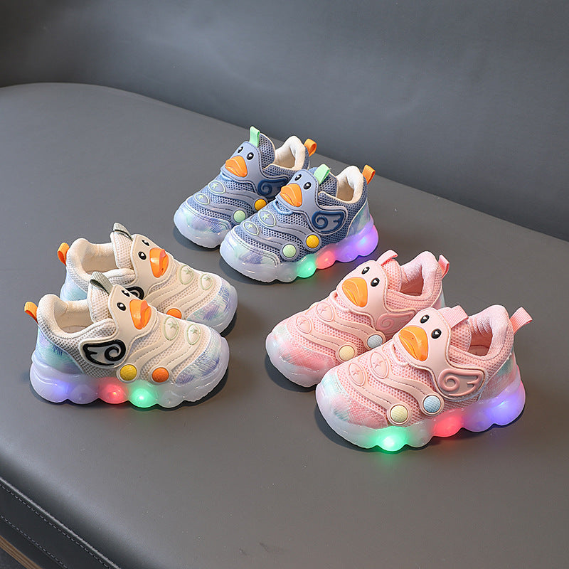 Light Up Baby Girl's New Breathable Mesh Shoes With Soft Sole