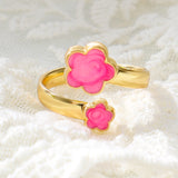 Five Petal Flower Opening Ring, Lucky Clover Adjustable Ring