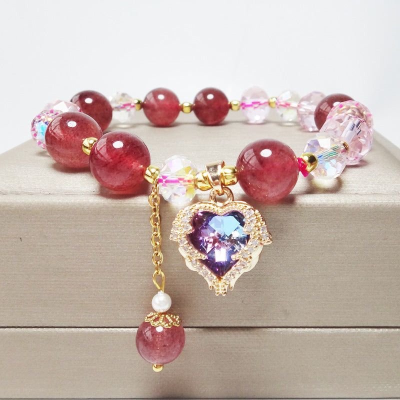 Natural Strawberry Quartz Bracelet Women's Summer Fashion High Sense