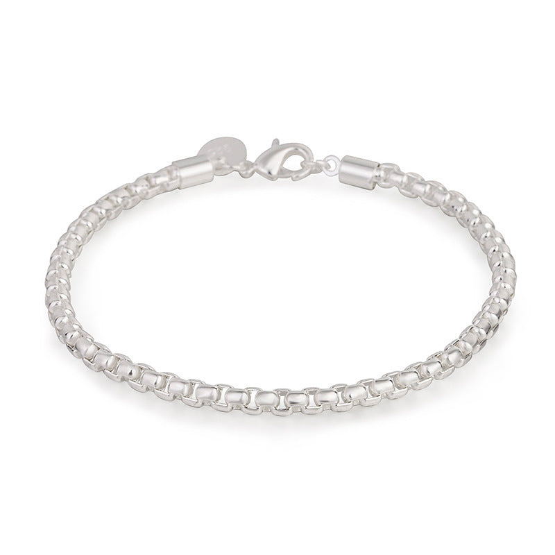 925 Silver Plated Fashion Round Box Bracelet