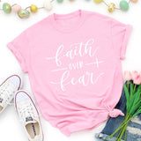 Faith Over Fear Christian T-Shirt Religion Clothing For Women Faith Shirt