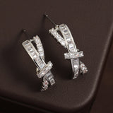 Cross Fine Zircon-embedded Earrings Women's Simple