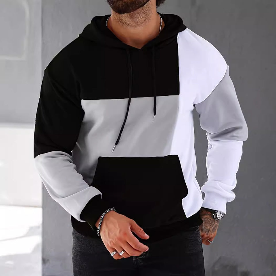 Men's 3D Hooded Sweater With Color Matching Pattern