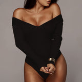 Deep V Neck Long Sleeved Pit Strip Jumpsuit Spring And Autumn Women Clothing