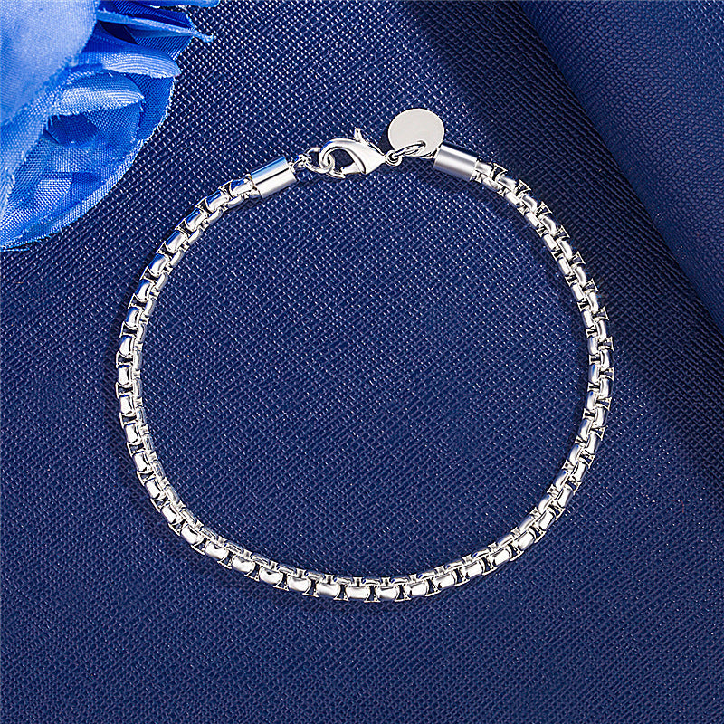 925 Silver Plated Fashion Round Box Bracelet