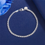 925 Silver Plated Fashion Round Box Bracelet