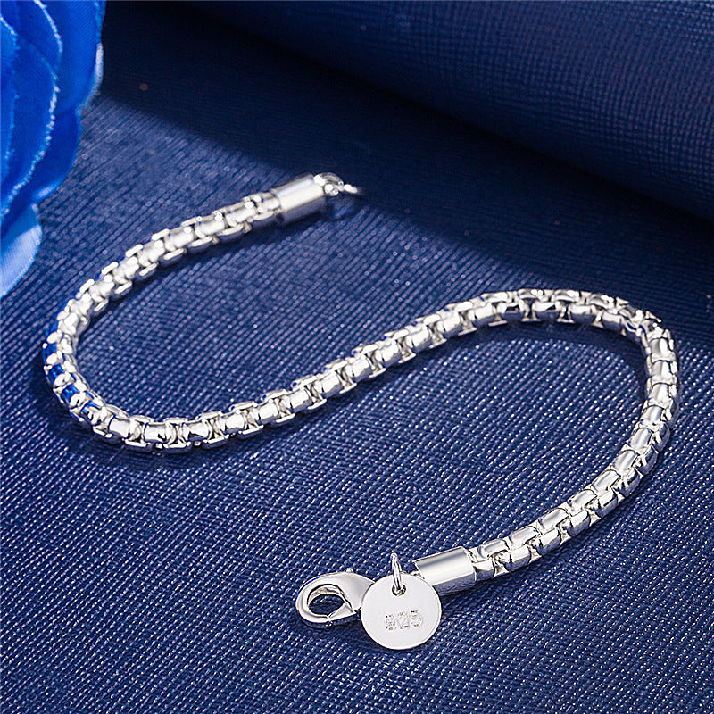 925 Silver Plated Fashion Round Box Bracelet