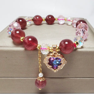 Natural Strawberry Quartz Bracelet Women's Summer Fashion High Sense