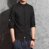 Summer Linen Shirt Men's Long Sleeve