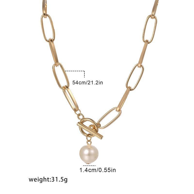 Retro Minimalist Pearl Necklace, Light Luxury Fashion Pearl Pendant, Collarbone Chain