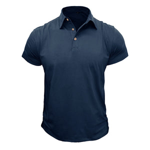 Men's Solid Color Short-sleeved Polo Shirt Top