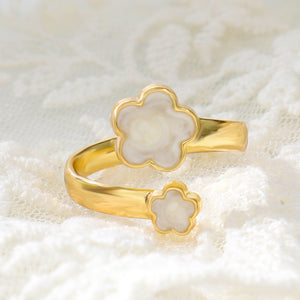 Five Petal Flower Opening Ring, Lucky Clover Adjustable Ring