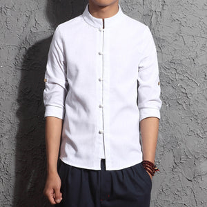 Summer Linen Shirt Men's Long Sleeve