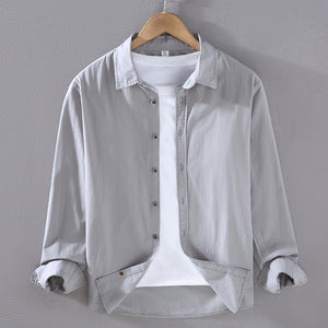 Japanese Style Thin Long Sleeve Shirt Men's Loose Casual Cotton