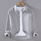 Japanese Style Thin Long Sleeve Shirt Men's Loose Casual Cotton