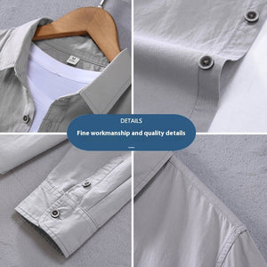 Japanese Style Thin Long Sleeve Shirt Men's Loose Casual Cotton