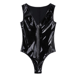 Black Latex Bodysuit Women Body Harness Fetish Clothing